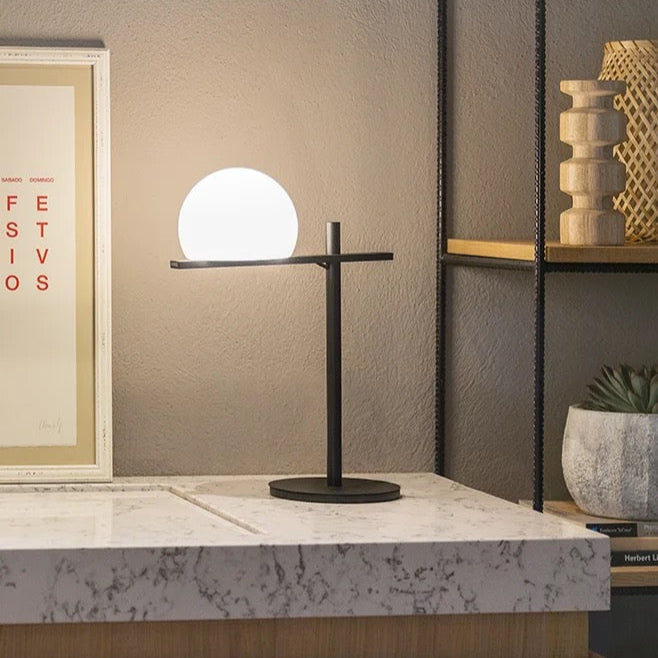 Circ Table Lamp, Poly Shade with Rust Body, LED, IP55