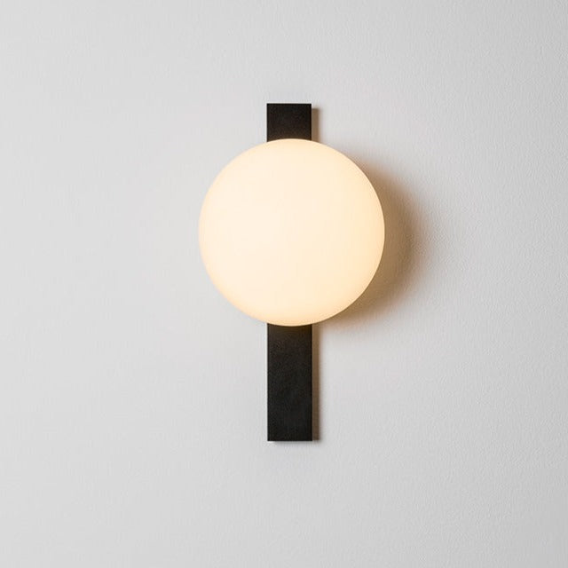 Circ Wall Light, White Glass with Satin Gold Strap, LED, Triac Dim, IP44