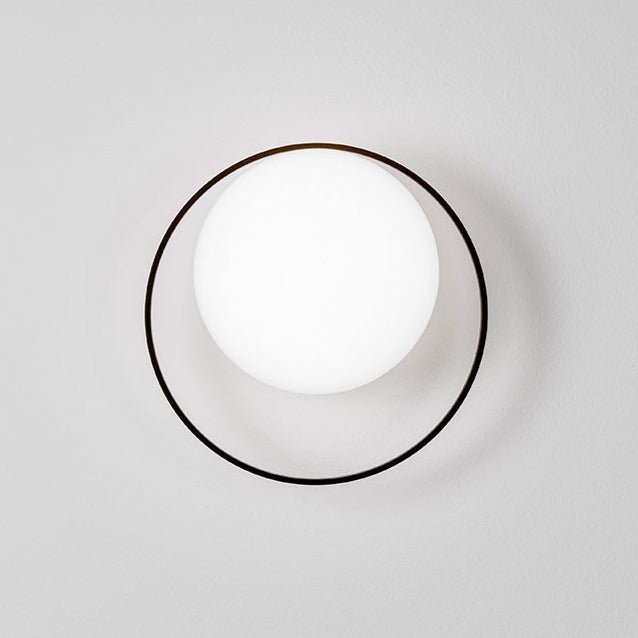 Circ Wall Light, White Glass with Black Ring, LED, Triac Dim, IP20