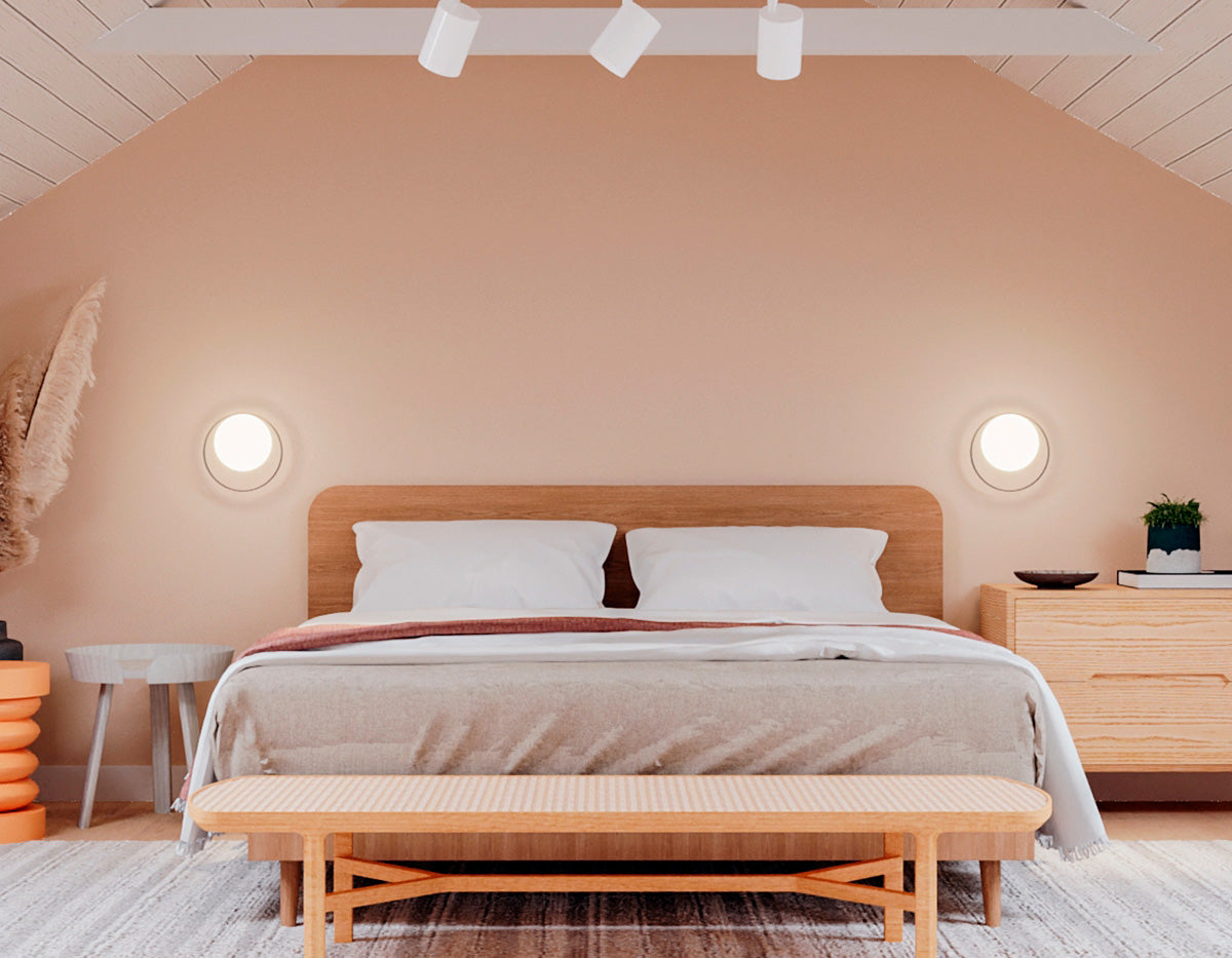 Circ Wall Light, White Glass with Gold Ring, LED, Triac Dim, IP20
