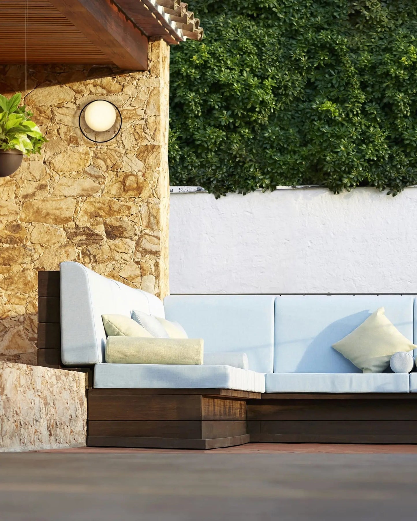 Circ Wall Light, White Poly with Rust Ring, LED, Triac Dim, IP55