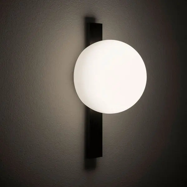 Circ Wall Light, White Glass with Black Strap, LED, Triac Dim, IP44