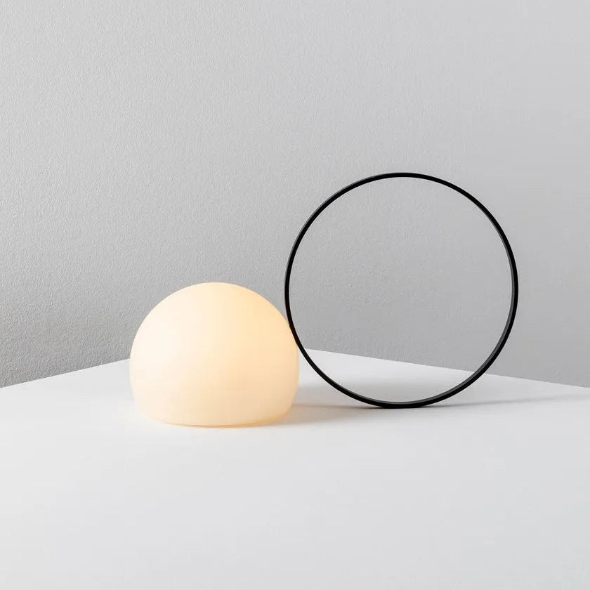 Circ Wireless Table Lamp, Poly Shade with Large Black Ring, LED, IP67