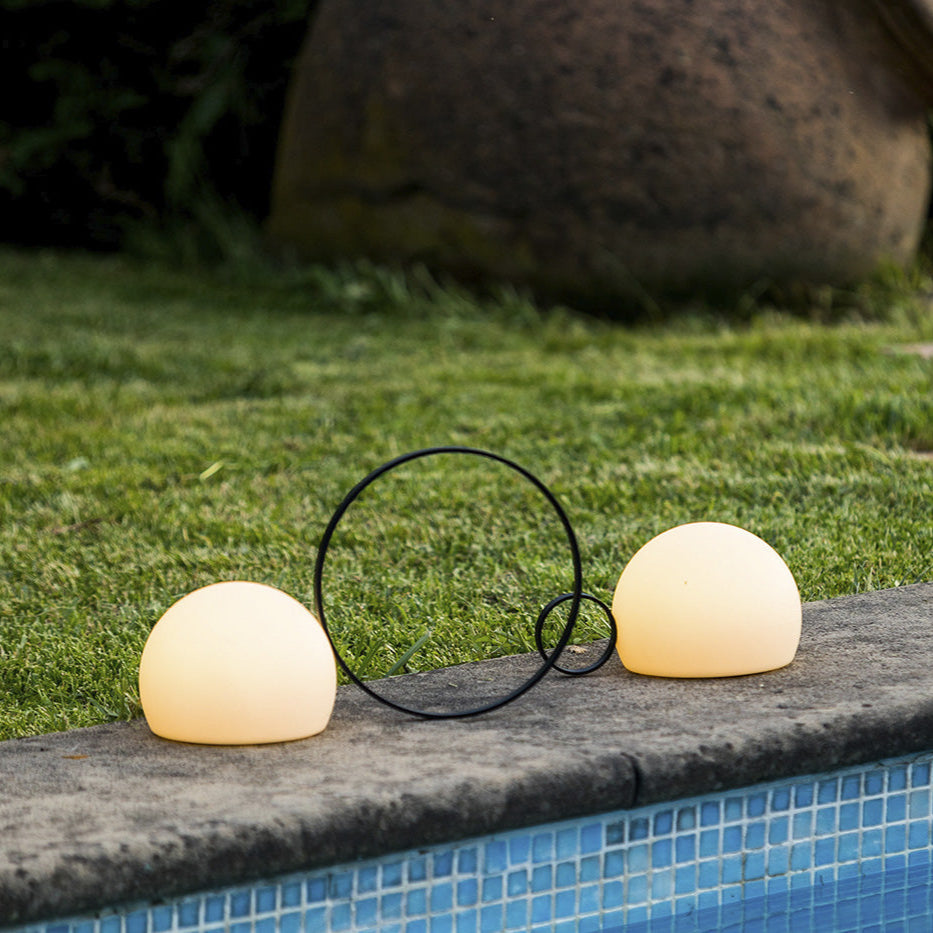 Circ Wireless Table Lamp, Poly Shade with Small Black Ring, LED, IP67