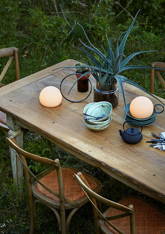Circ Wireless Table Lamp, Poly Shade with Large Rust Ring, LED, IP67