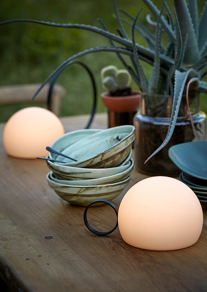 Circ Wireless Table Lamp, Poly Shade with Small Rust Ring, LED, IP67