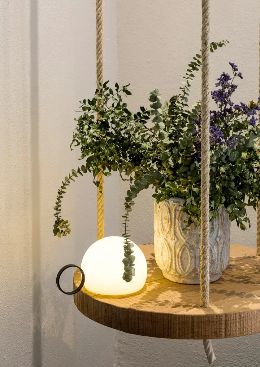 Circ Wireless Table Lamp, Poly Shade with Small Rust Ring, LED, IP67