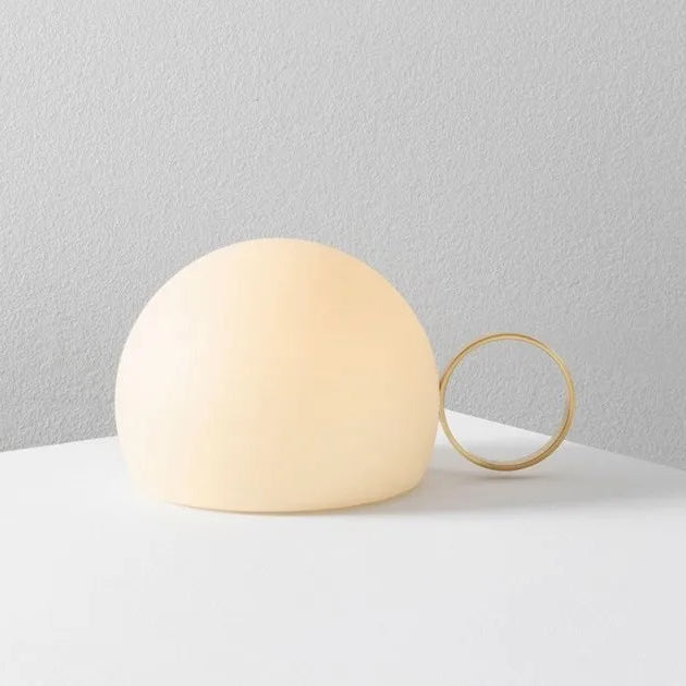 Circ Wireless Table Lamp, Poly Shade with Small Gold Ring, LED, IP67 INDOOR ONLY