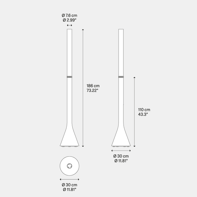 Croma Floor Lamp, White, LED, Touch Dim, IP20