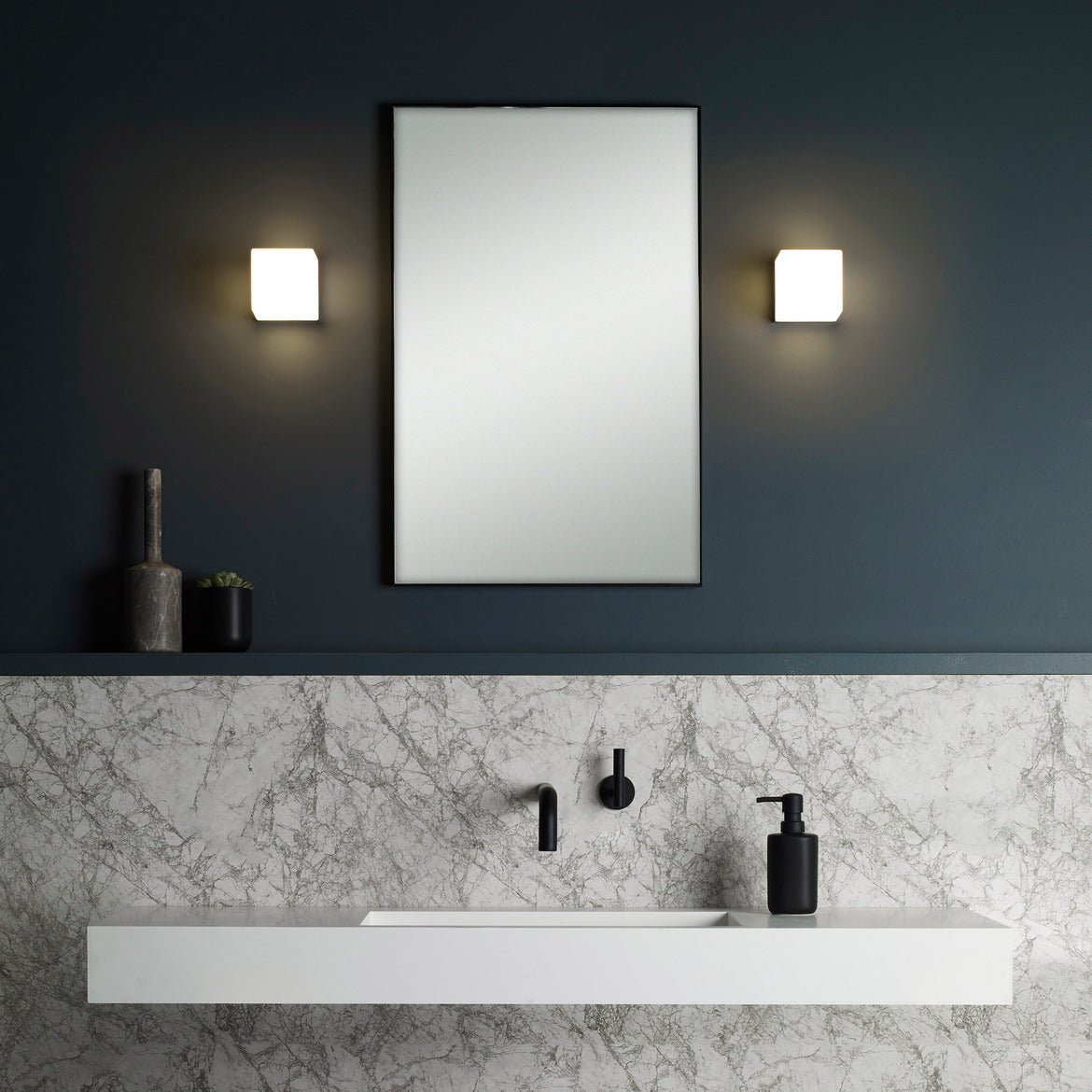 Cube, Wall Light, White Glass, G9, IP44