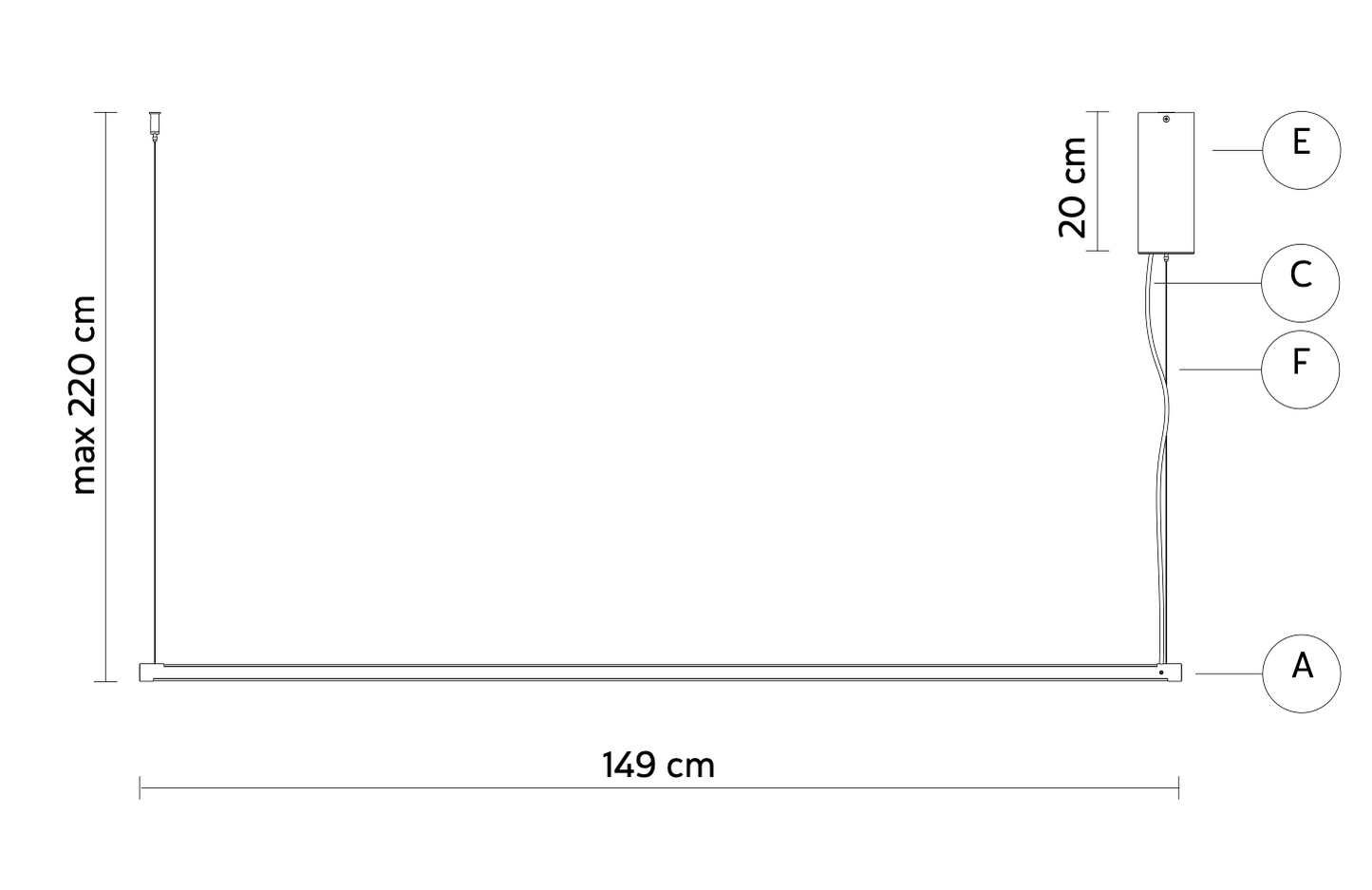 Cupido Pendant, Linear, LED Tunable White, App Dim, IP20