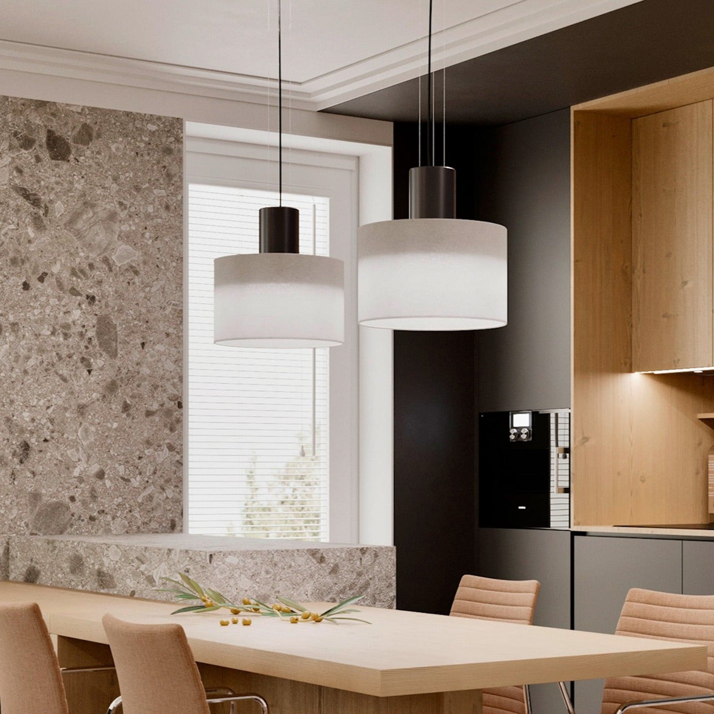Cyls Pendant with Shade and Black Body, E27, IP20