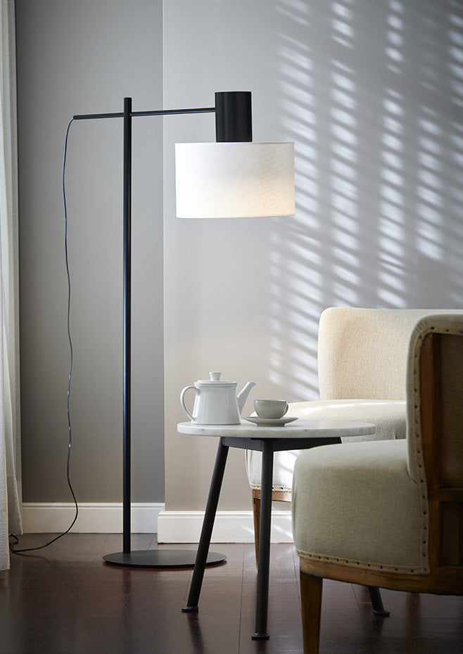 Cyls Reading Floor Lamp with Shade, Beige, Adjustable, E27, IP20