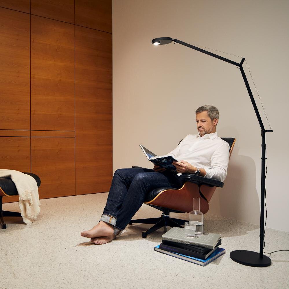 Demetra Adjustable Reading Floor Lamp, Black, LED, Touch Dimmer, IP20