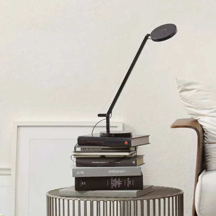 Demetra Single Arm Adjustable Reading Table Lamp, Black, LED, Touch Dimmer, IP20