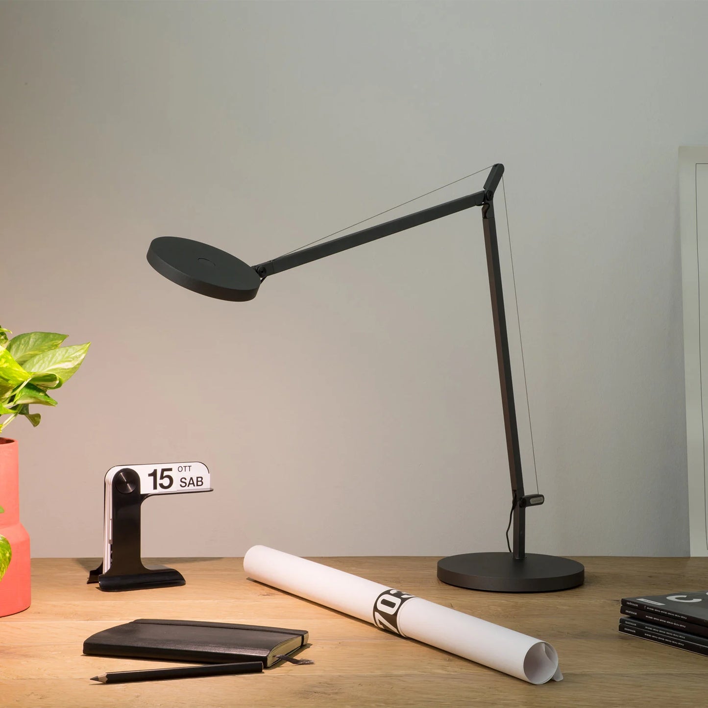 Demetra 2 Arm Adjustable Reading Table Lamp, Black, LED, Touch Dimmer, IP20