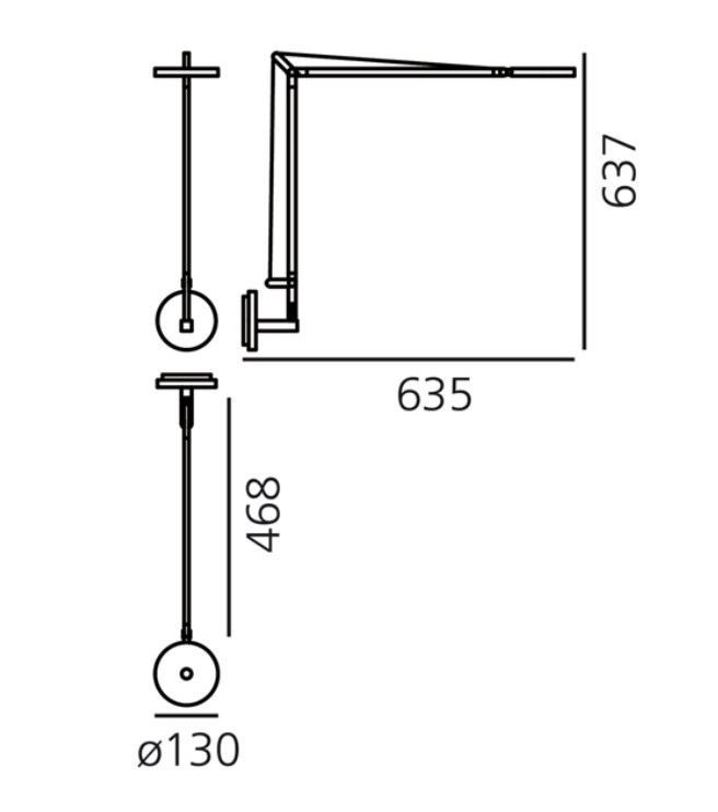 Demetra 2 Arm Adjustable Reading Wall Light, Black, LED, Touch Dimmer, IP20