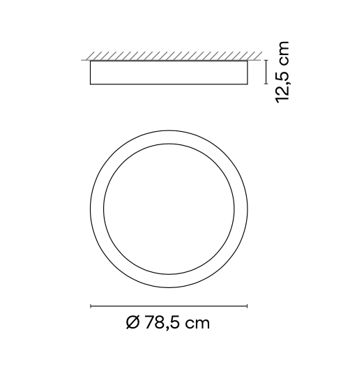 Duo Ceiling, Round Flat Large, 78.5 cm ø, Cream with Wood Interior, 50W, LED, Dim