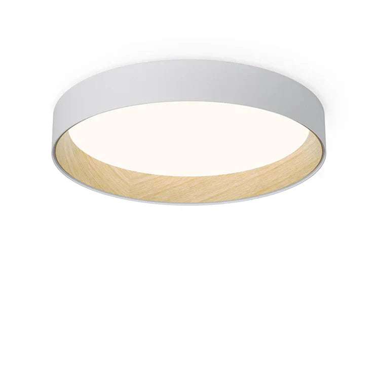 Duo Ceiling, Round Flat Large, 78.5 cm ø, White with Wood Interior, 50W, LED, Dim