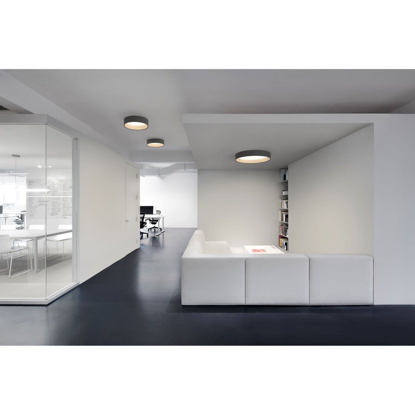 Duo Ceiling, Round Flat Large, 78.5 cm ø, Cream with Wood Interior, 50W, LED, Dim