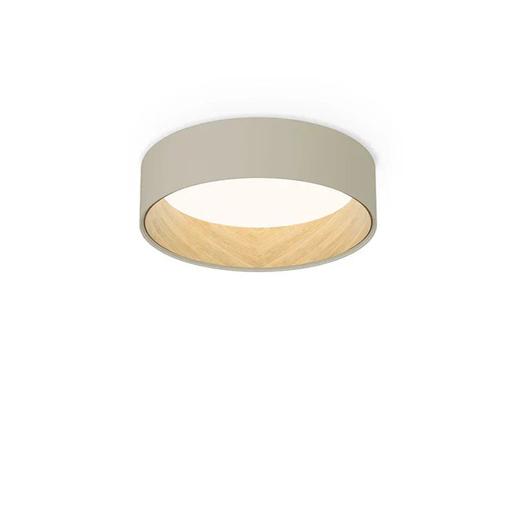 Duo Ceiling, Round Flat Small, 47.5 cm ø, Cream with Wood Interior, 26.5W, LED, Dim