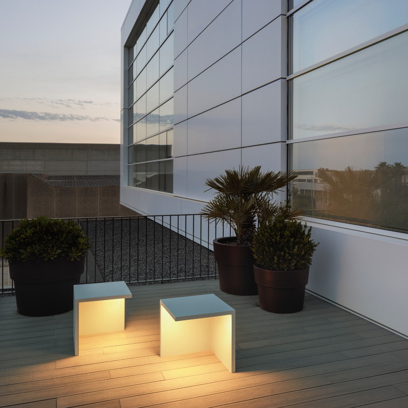 Empty Bollard, Rectangle, Small, Concrete, LED, 8.6W, On/Off, IP66