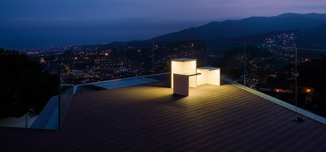 Empty Bollard, Square, Small, Concrete, LED, 8.6W, On/Off, IP66