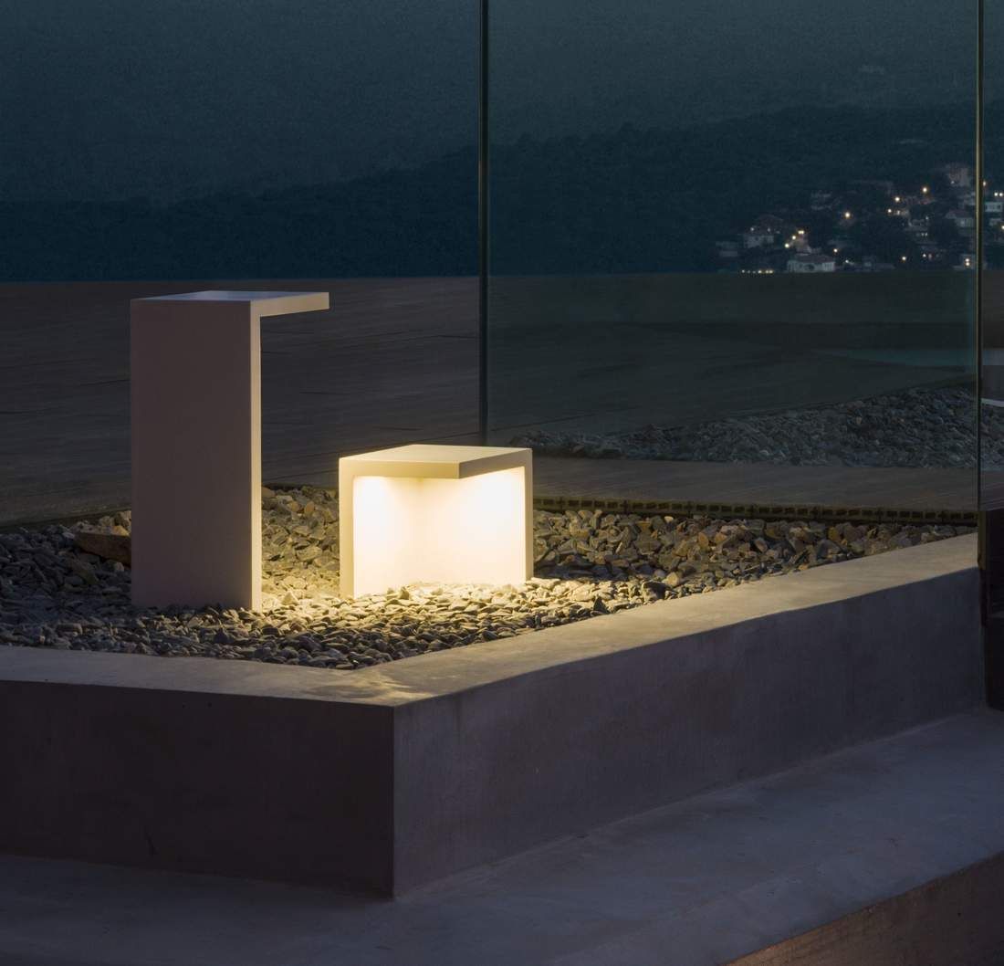 Empty Bollard, Square, Large, Concrete, LED, 17.2W, On/Off, IP66