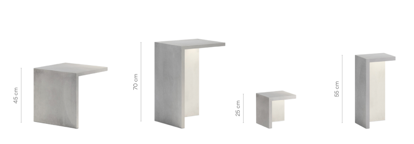 Empty Bollard, Square, Small, Concrete, LED, 8.6W, On/Off, IP66