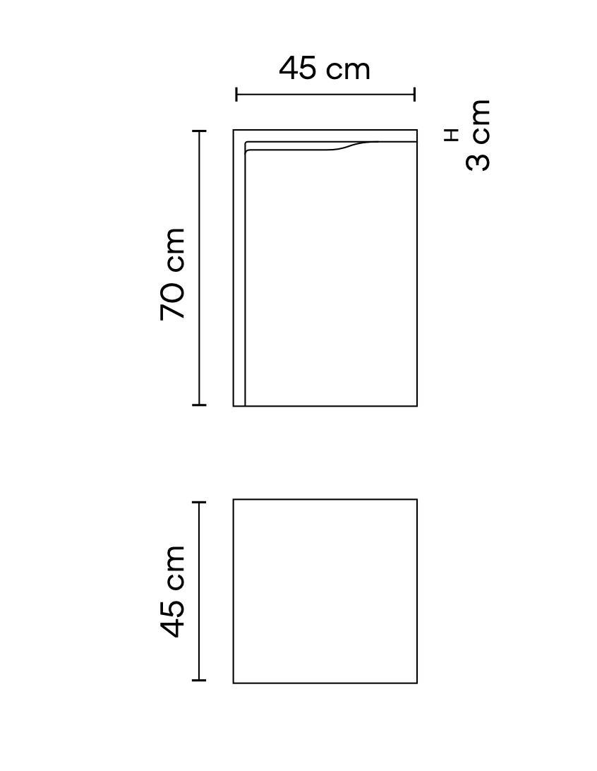 Empty Bollard, Rectangle, Large, Concrete, LED, 17.2W, On/Off, IP66