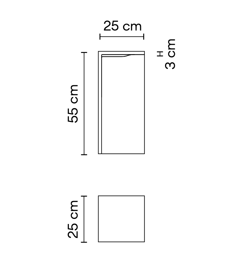 Empty Bollard, Rectangle, Small, Concrete, LED, 8.6W, On/Off, IP66