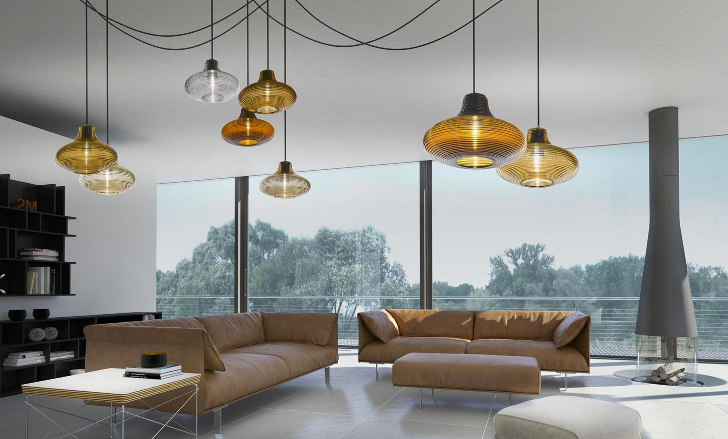 Emma, Olivia, Clio Pendants, Coloured Glass, Component, E27, IP20