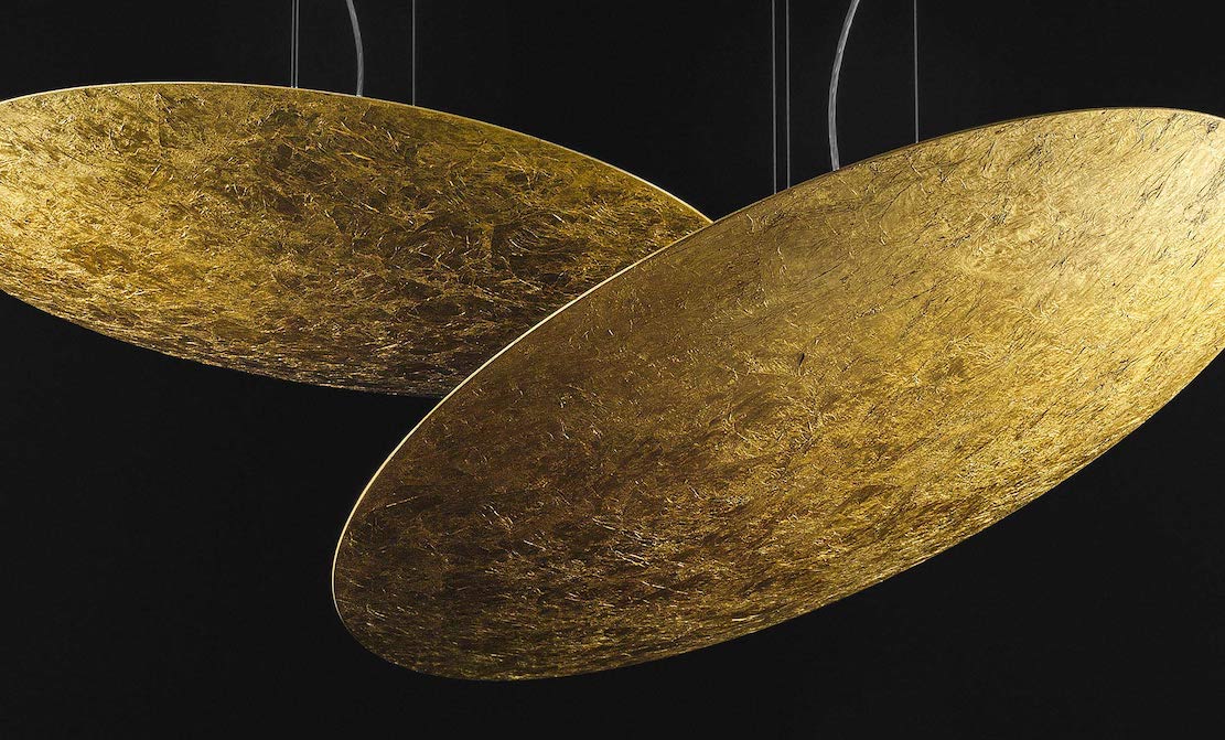 Gong Pendant, Gold Leaf, LED, DALI/Push Dim, IP20