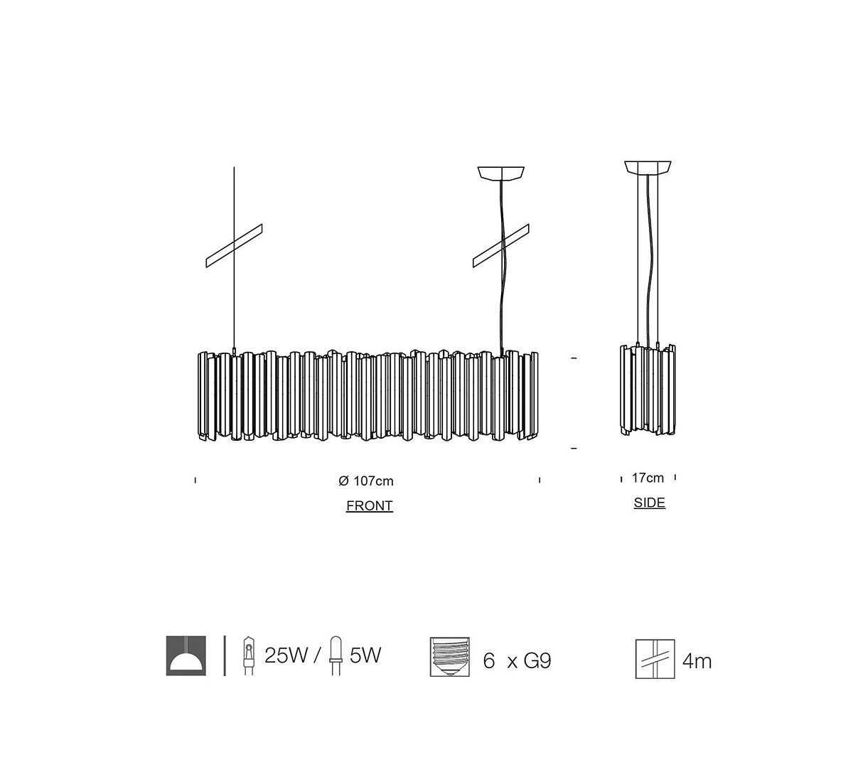 Facet Linear Pendant, G9, IP20