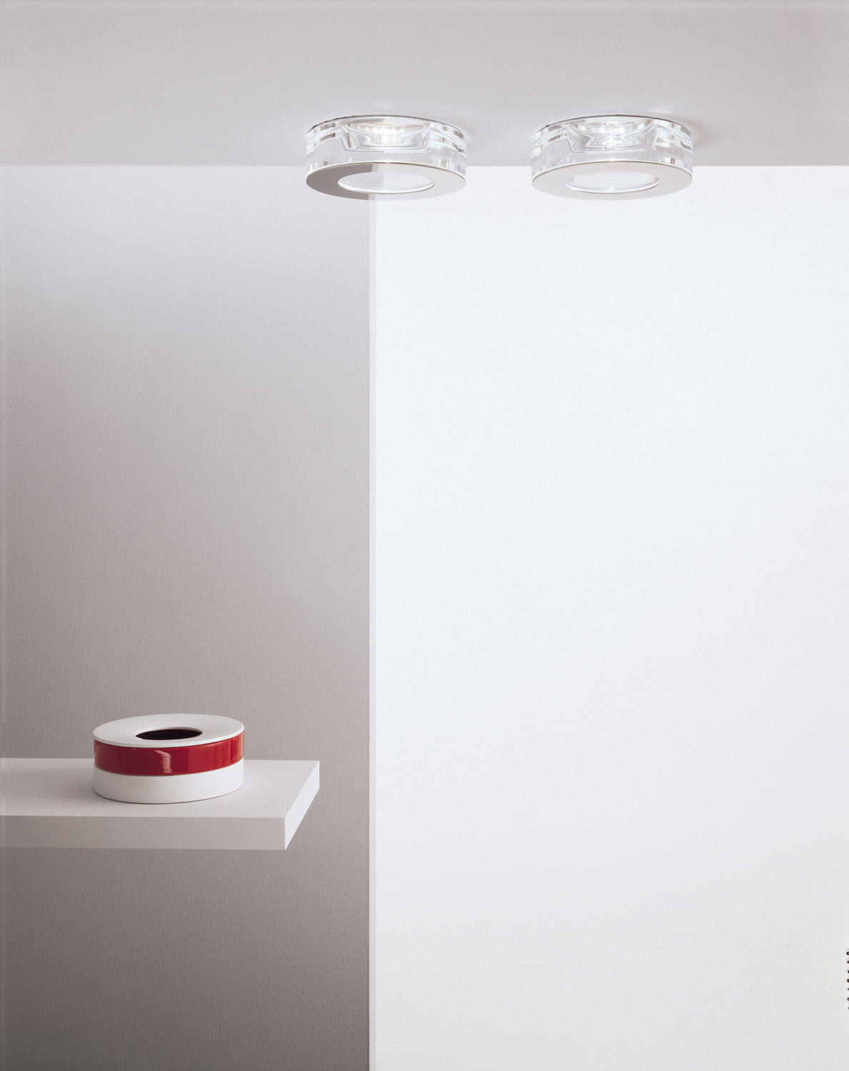 Faretti Lui Semi-Flush Downlight, Clear Glass with Polished Steel Front, GU10, IP20