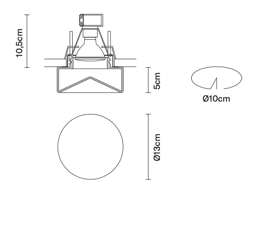 Faretti Blow Semi-Flush Downlight, Clear Glass, GU10, IP44