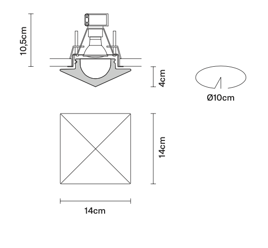 Faretti Cheope Semi-Flush Downlight, Clear Glass, GU10, IP44