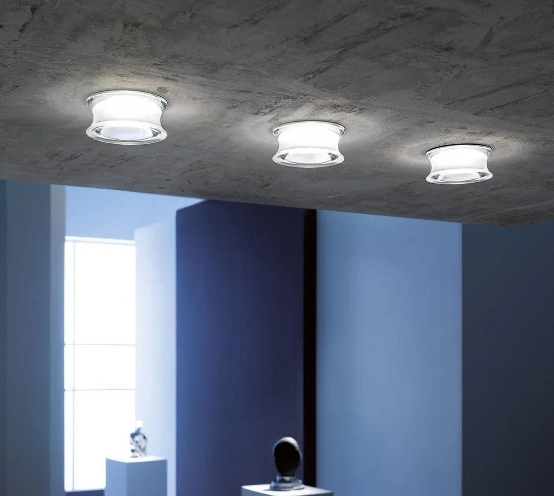 Faretti Jnat Semi-Flush Downlight, Frosted Glass, GU10, IP44