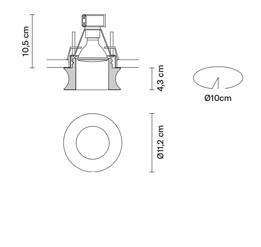 Faretti Eli Semi-Flush Downlight, Clear Glass, GU10, IP20