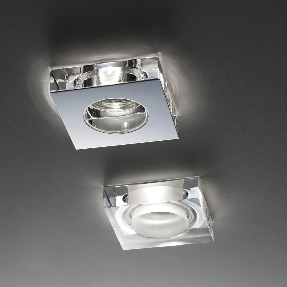 Faretti Lui Semi-Flush Downlight, Clear Glass with Polished Steel Front, GU10, IP20