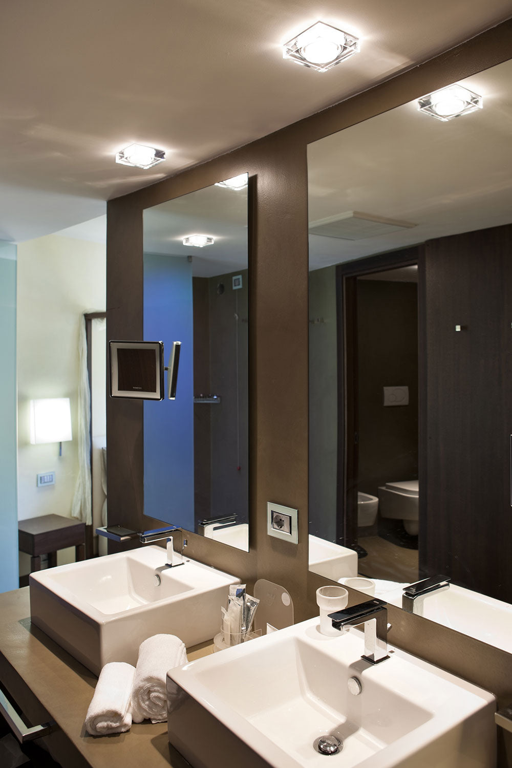 Faretti Blow Semi-Flush Downlight, Clear Glass, GU10, IP44