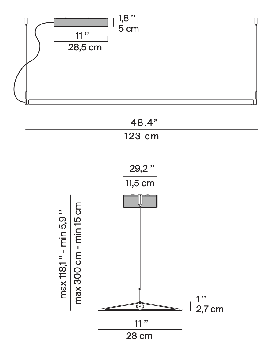 Fienile Linear Pendant, White, LED, 52W, Dali or Push Dim or On/Off, IP20