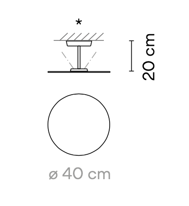 Flat Ceiling, 1 Beam, 40 cm ø, Whites, Dimmable, IP20