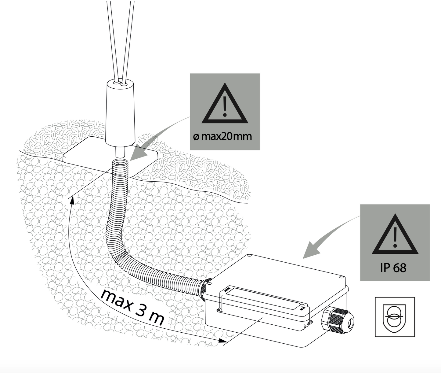 Flia Floor, Single, 120 cm H, LED, 2.5W, DALI Dim or On/Off, IP65
