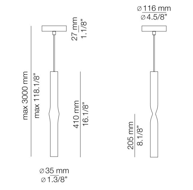 Flow Pendant, Satin Gold, 51 cm H, LED, Surface Mount, On/Off