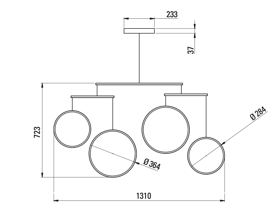 Focus Pendant, 4 Light, White, LED, Triac Dim, IP20