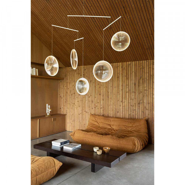 DCW Editions white Focus pendant with 5 circles hip lounge