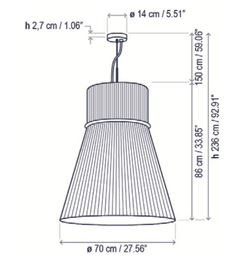 Folie Pendant, Vertical, White Ribbons, E27, IP20