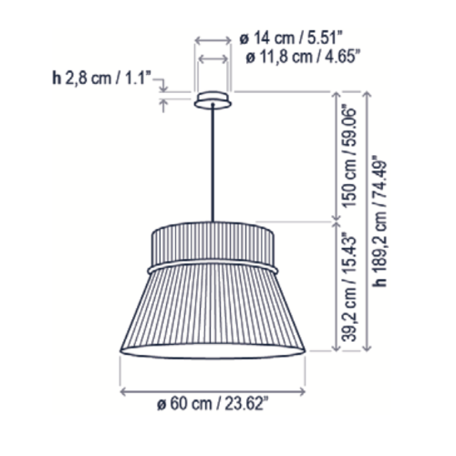 Folie Pendant, Wide, White Ribbons, E27, IP20