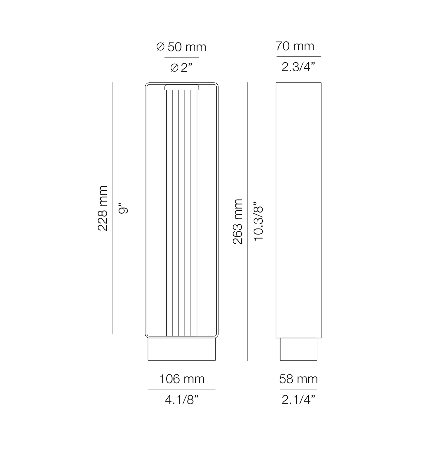 Frame, Bollard, Large, Black, LED, NO DIM, IP65